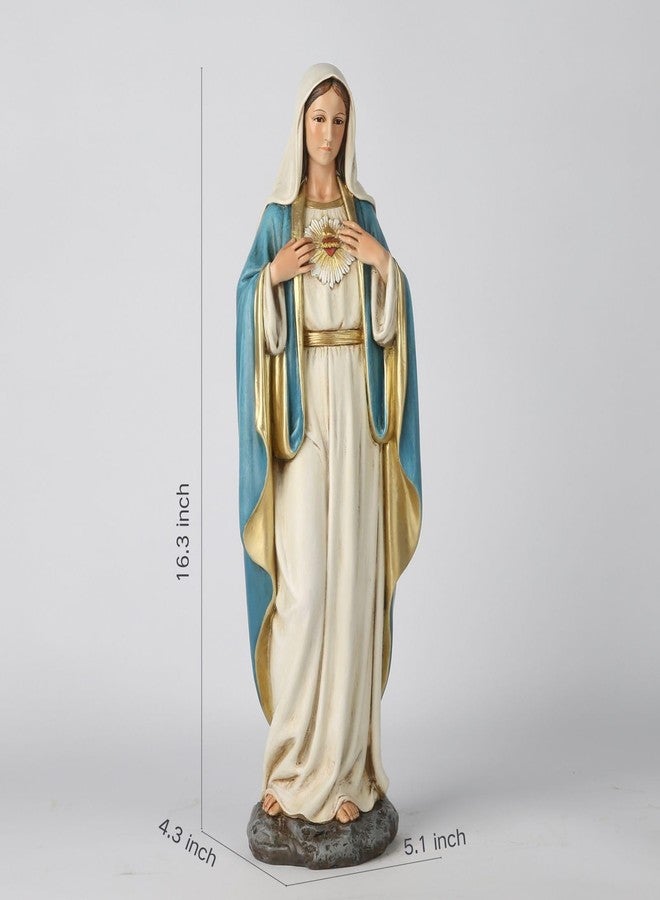 BC BUILDCLASSIC BC Catholic Immaculate Heart of Virgin Mary Statue, 16.5" H Holy Mother Figure for Altar, Religious Gift Home Decor Renaissance Sculpture Handmade by Buildclassic - Image 2